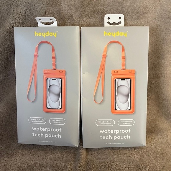 heyday Waterproof Tech Pouch Orange Fits Up to 6.7 in Smartphones New Set of 2 - Picture 5 of 5